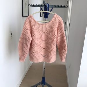 Sezane pink drop sleeve knitted sweater